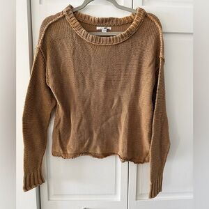 American Eagle 100% Cotton Oversized Knit Sweater XS Camel Slouchy Cozy Neutral
